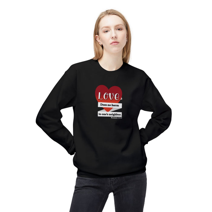 Crewneck Sweatshirt - "Love Does No Harm to One's Neighbor" Heart Design