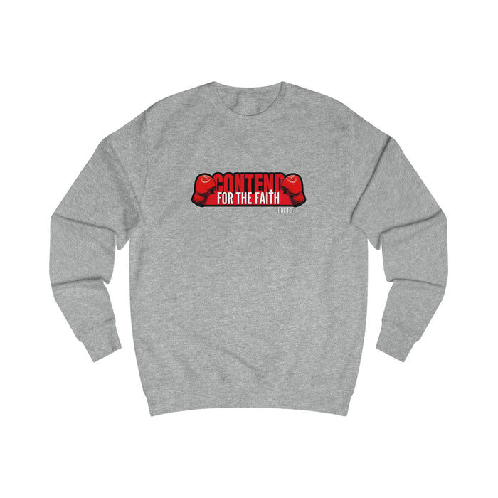 Crewneck Sweatshirt - "Contend For The Faith" Boxing Gloves Christian Graphic