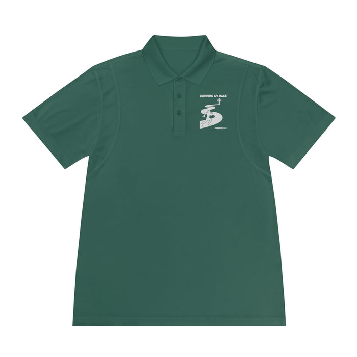 Running My Race Golf Polo Shirt - Minimal Golf Course Logo Performance Mens Sport Polo