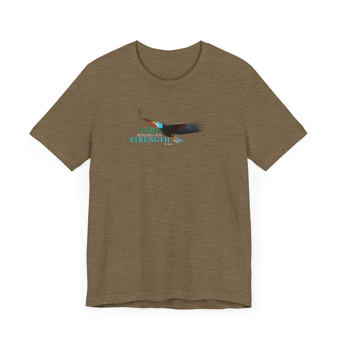 God Renews Our Strength Men’s Unisex T-Shirt - Inspirational Eagle Design