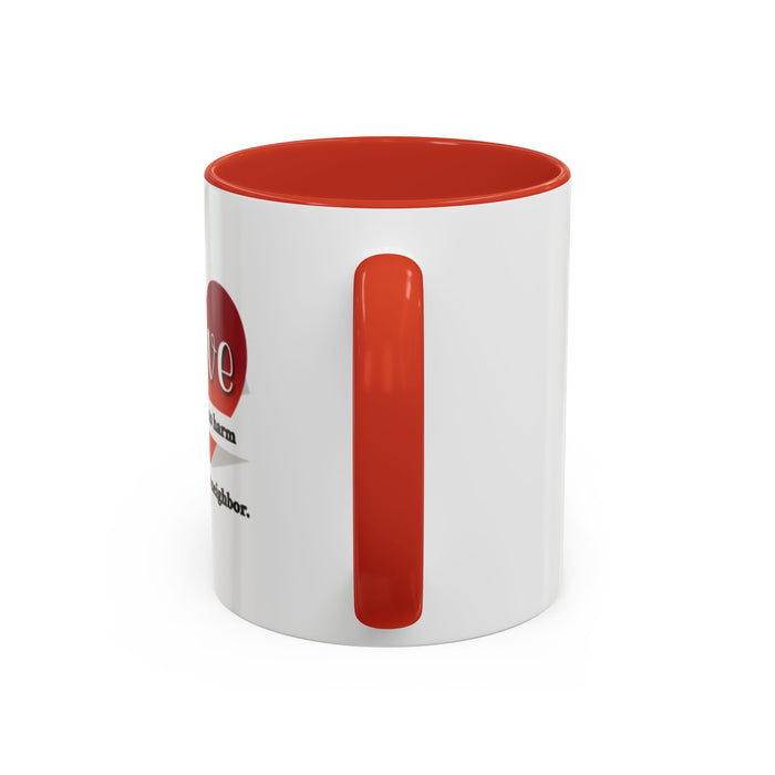 Coffee Mug — "Love Does No Harm to One's Neighbor" Heart Design