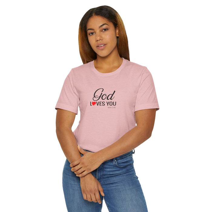 God Loves You T-Shirt — Christian Faith Tee with Heart Accent