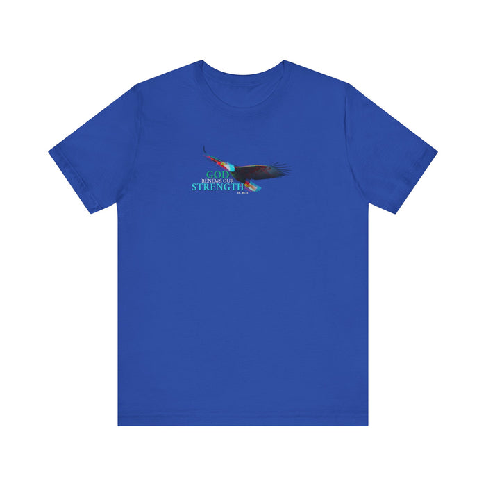 God Renews Our Strength Men’s Unisex T-Shirt - Inspirational Eagle Design
