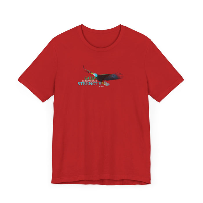 God Renews Our Strength Men’s Unisex T-Shirt - Inspirational Eagle Design