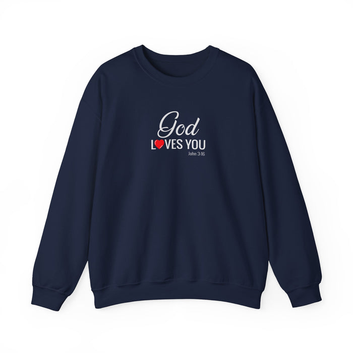 God Loves You Crewneck Sweatshirt — Inspirational Christian Message (John 3:16)