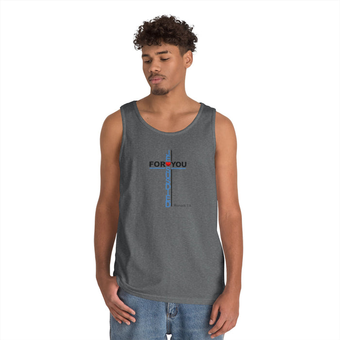 Jesus Died For You Cross Graphic Tank Top — Minimalist Love Typography Sleeveless Shirt