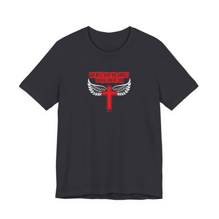 God Will Give His Angels Charge Over You Men’s Unisex Jersey Short Sleeve Tee