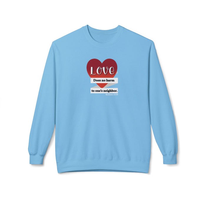 Crewneck Sweatshirt - "Love Does No Harm to One's Neighbor" Heart Design