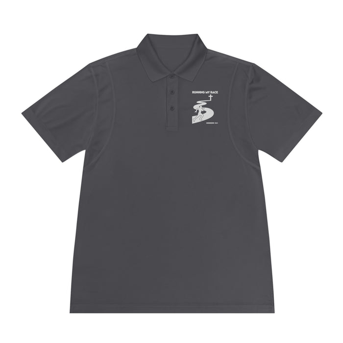 Running My Race Golf Polo Shirt - Minimal Golf Course Logo Performance Mens Sport Polo