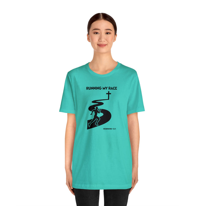 Running My Race Men’s Unisex Jersey Short Sleeve Tee