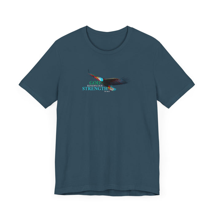God Renews Our Strength Men’s Unisex T-Shirt - Inspirational Eagle Design