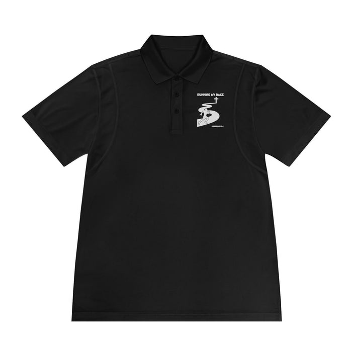 Running My Race Golf Polo Shirt - Minimal Golf Course Logo Performance Mens Sport Polo