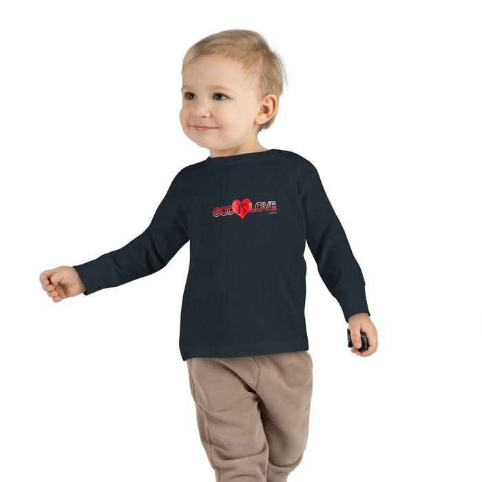 God is Love Cute Heart Toddler Long Sleeve Tee, Kids Gift, Valentine's Day Outfit, Baby Shower, Everyday Wear, Playtime Shirt