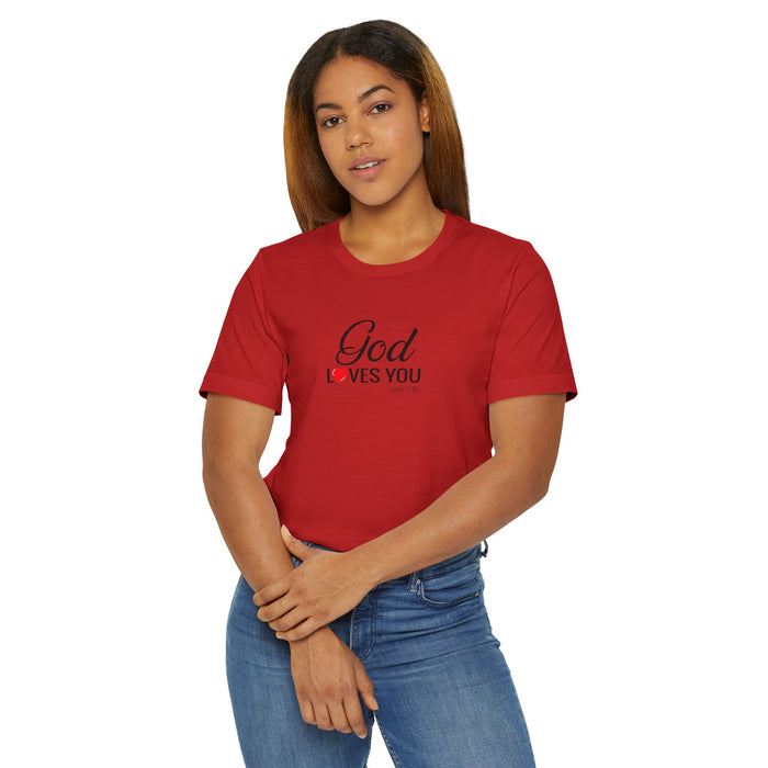 God Loves You T-Shirt — Christian Faith Tee with Heart Accent