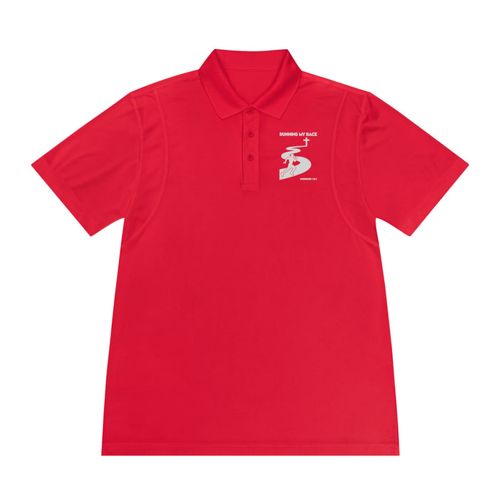 Running My Race Golf Polo Shirt - Minimal Golf Course Logo Performance Mens Sport Polo