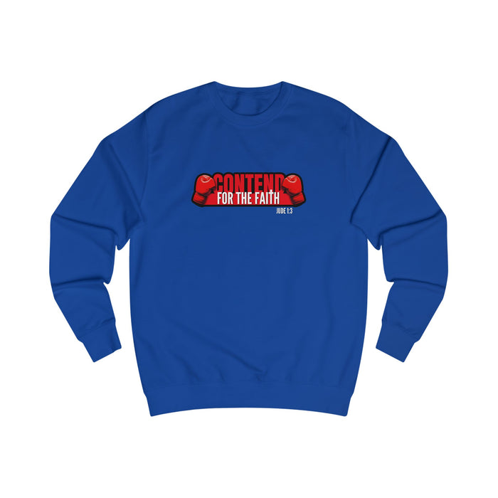 Crewneck Sweatshirt - "Contend For The Faith" Boxing Gloves Christian Graphic