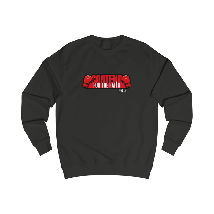Crewneck Sweatshirt - "Contend For The Faith" Boxing Gloves Christian Graphic