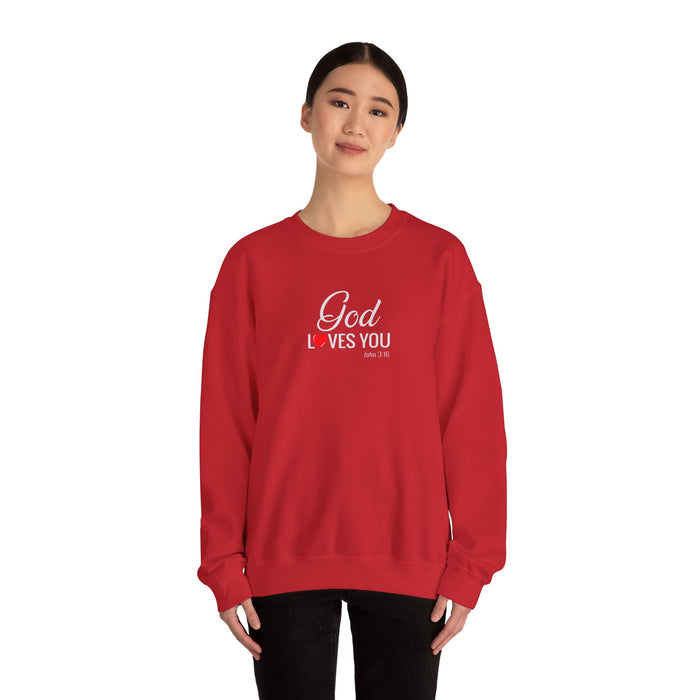 God Loves You Crewneck Sweatshirt — Inspirational Christian Message (John 3:16)