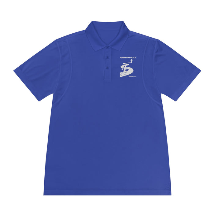 Running My Race Golf Polo Shirt - Minimal Golf Course Logo Performance Mens Sport Polo