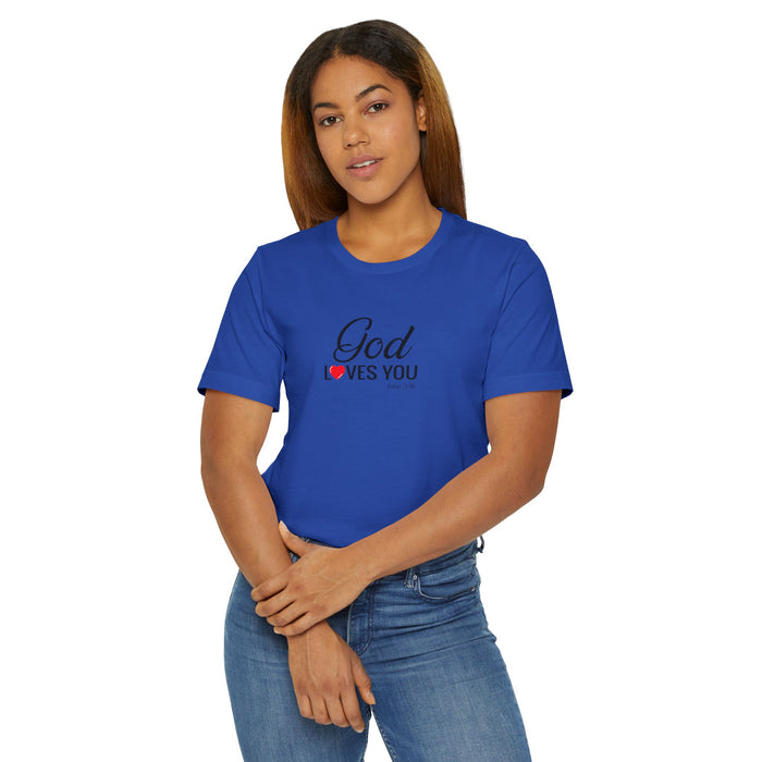 God Loves You T-Shirt — Christian Faith Tee with Heart Accent