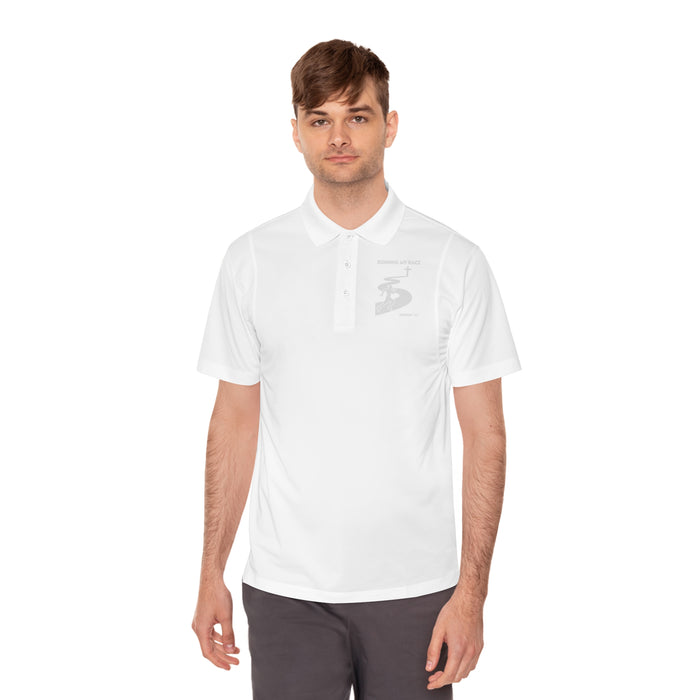 Running My Race Golf Polo Shirt - Minimal Golf Course Logo Performance Mens Sport Polo
