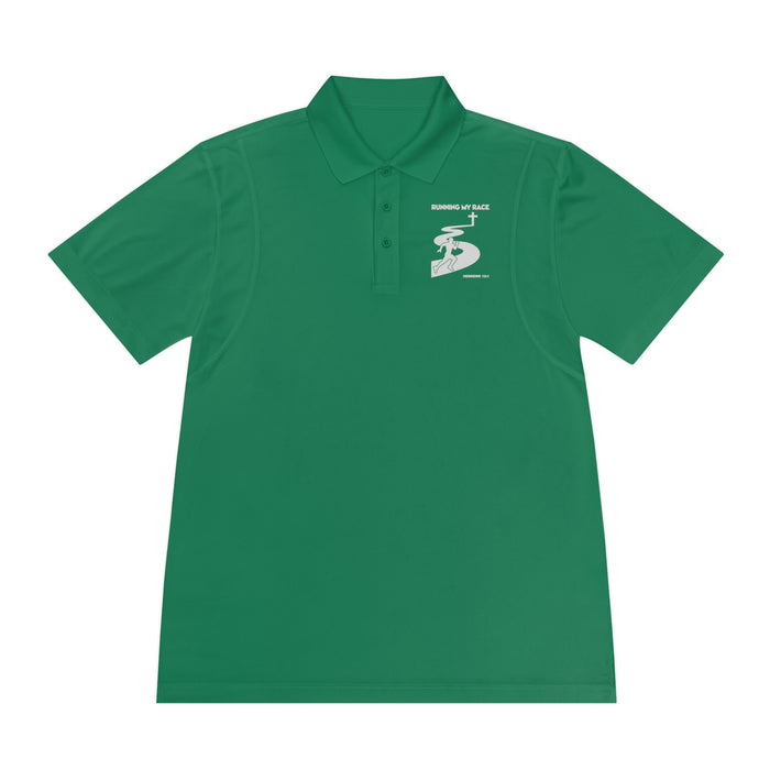 Running My Race Golf Polo Shirt - Minimal Golf Course Logo Performance Mens Sport Polo