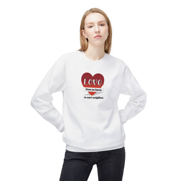 Crewneck Sweatshirt - "Love Does No Harm to One's Neighbor" Heart Design