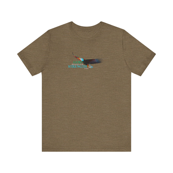 God Renews Our Strength Men’s Unisex T-Shirt - Inspirational Eagle Design