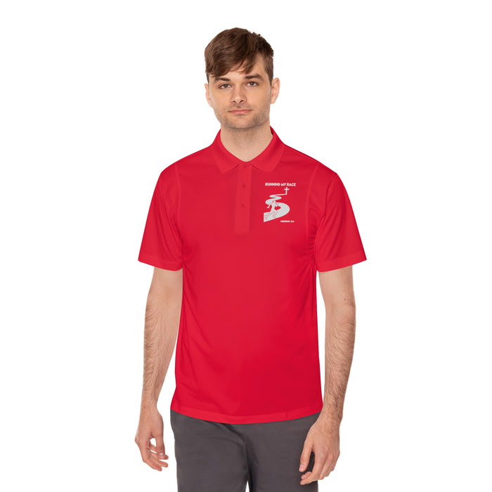 Running My Race Golf Polo Shirt - Minimal Golf Course Logo Performance Mens Sport Polo