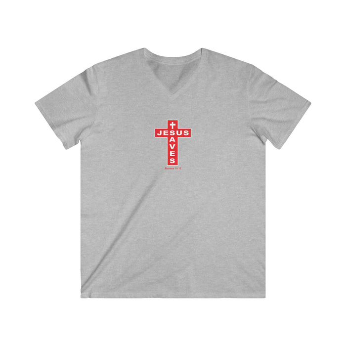 Jesus Saves Men's Fitted V-Neck Short Sleeve Tee