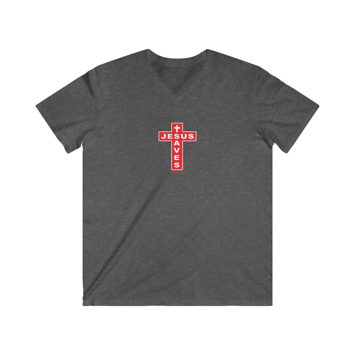 Jesus Saves Men's Fitted V-Neck Short Sleeve Tee