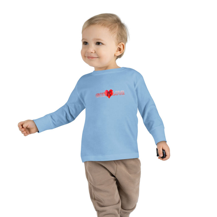 God is Love Cute Heart Toddler Long Sleeve Tee, Kids Gift, Valentine's Day Outfit, Baby Shower, Everyday Wear, Playtime Shirt