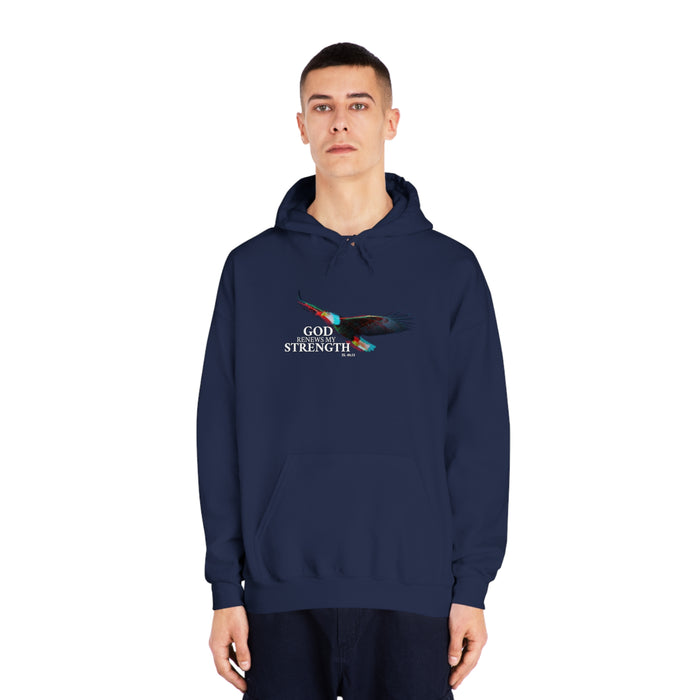 God Renews My Strength Men’s Unisex DryBlend® Hooded Sweatshirt