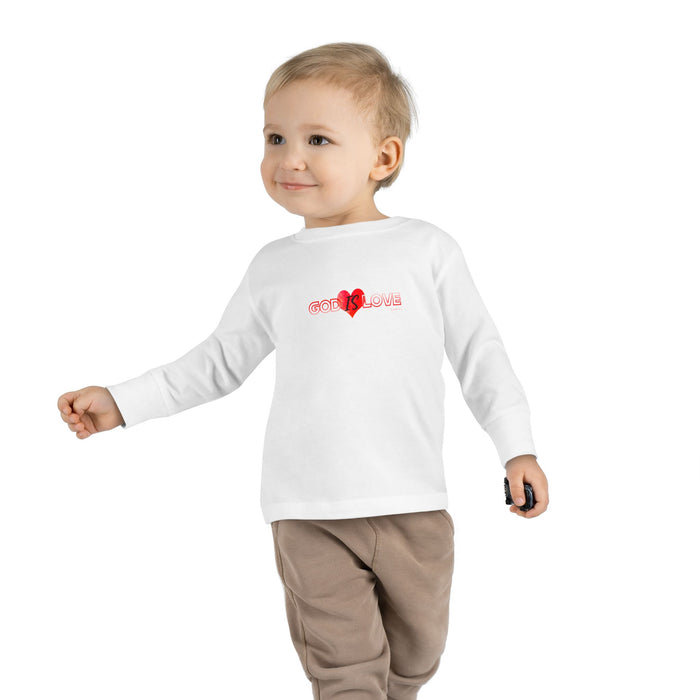 God is Love Cute Heart Toddler Long Sleeve Tee, Kids Gift, Valentine's Day Outfit, Baby Shower, Everyday Wear, Playtime Shirt