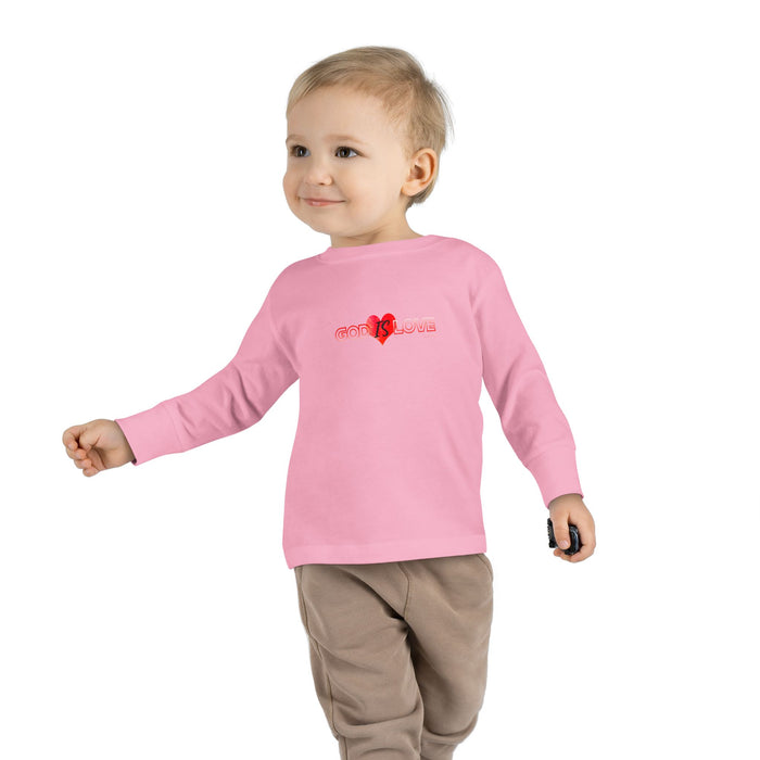 God is Love Cute Heart Toddler Long Sleeve Tee, Kids Gift, Valentine's Day Outfit, Baby Shower, Everyday Wear, Playtime Shirt