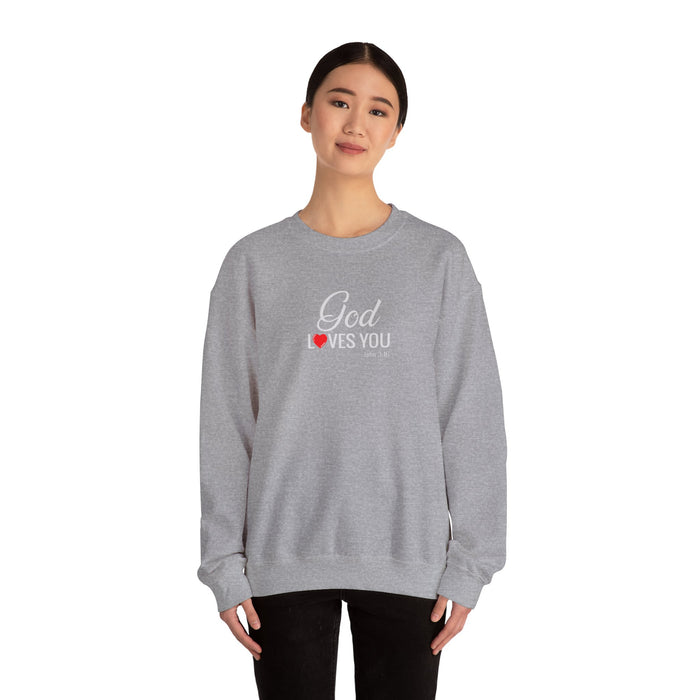 God Loves You Crewneck Sweatshirt — Inspirational Christian Message (John 3:16)
