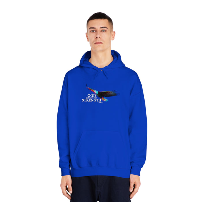 God Renews My Strength Men’s Unisex DryBlend® Hooded Sweatshirt