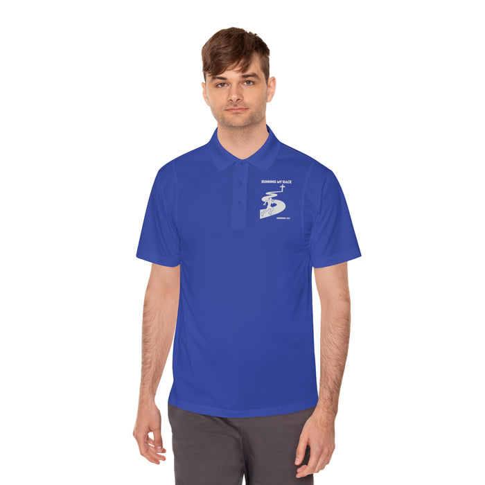 Running My Race Golf Polo Shirt - Minimal Golf Course Logo Performance Mens Sport Polo