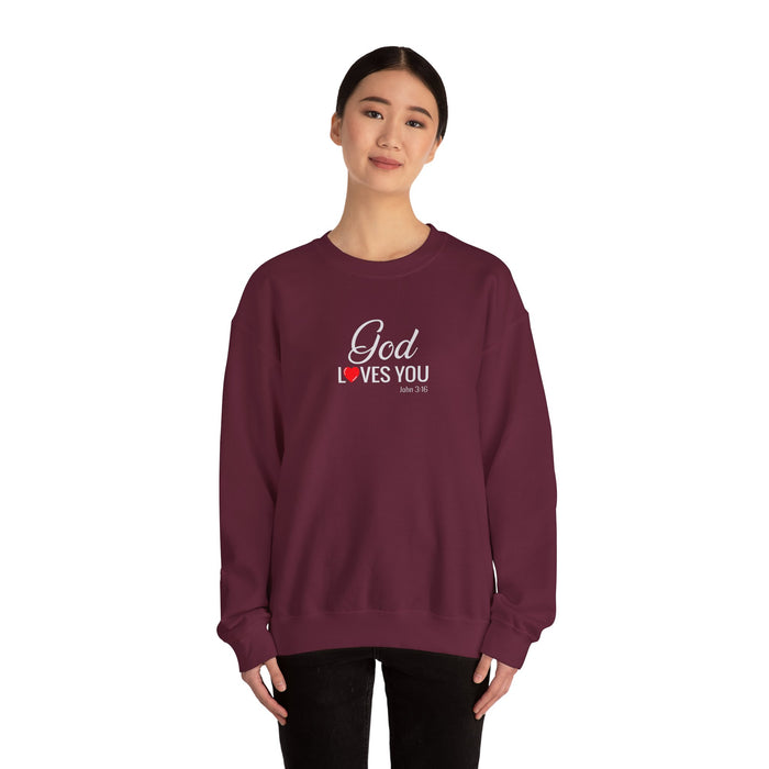 God Loves You Crewneck Sweatshirt — Inspirational Christian Message (John 3:16)