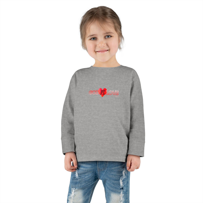 God is Love Cute Heart Toddler Long Sleeve Tee, Kids Gift, Valentine's Day Outfit, Baby Shower, Everyday Wear, Playtime Shirt