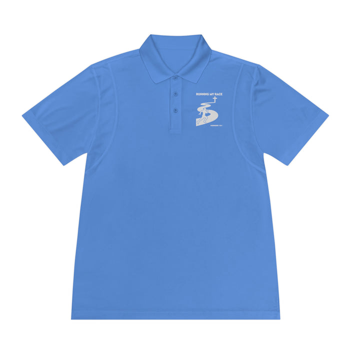 Running My Race Golf Polo Shirt - Minimal Golf Course Logo Performance Mens Sport Polo