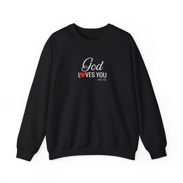 God Loves You Crewneck Sweatshirt — Inspirational Christian Message (John 3:16)