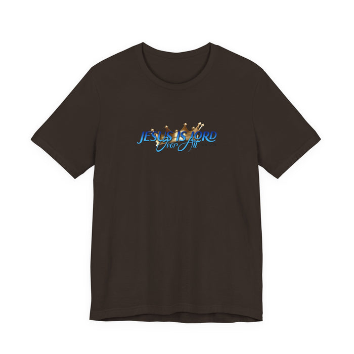 Jesus Is Lord Over All Crown Tee — Faith-Based Christian Short Sleeve Shirt