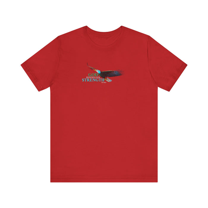 God Renews Our Strength Men’s Unisex T-Shirt - Inspirational Eagle Design