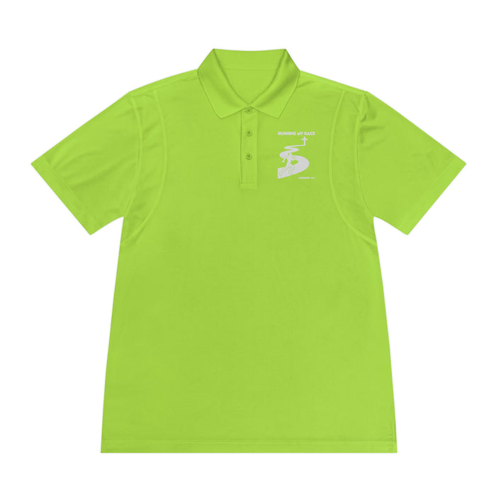 Running My Race Golf Polo Shirt - Minimal Golf Course Logo Performance Mens Sport Polo
