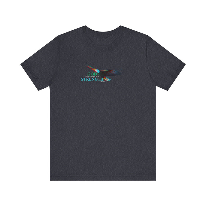 God Renews Our Strength Men’s Unisex T-Shirt - Inspirational Eagle Design