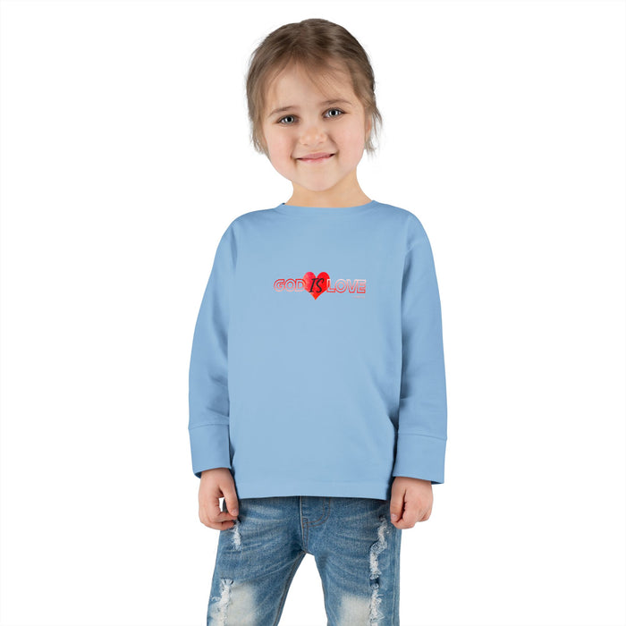 God is Love Cute Heart Toddler Long Sleeve Tee, Kids Gift, Valentine's Day Outfit, Baby Shower, Everyday Wear, Playtime Shirt