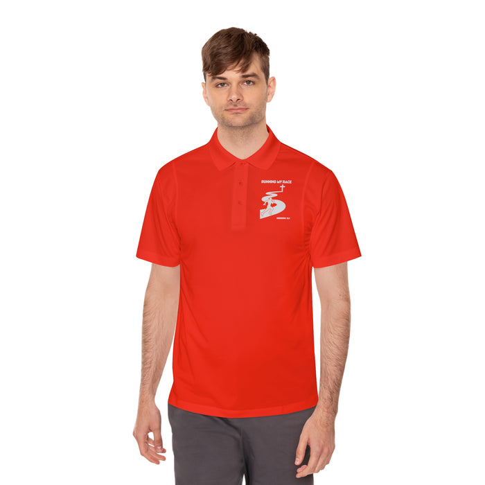 Running My Race Golf Polo Shirt - Minimal Golf Course Logo Performance Mens Sport Polo