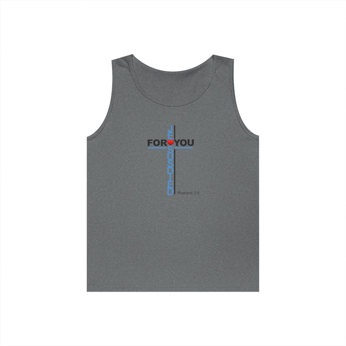 Jesus Died For You Cross Graphic Tank Top — Minimalist Love Typography Sleeveless Shirt