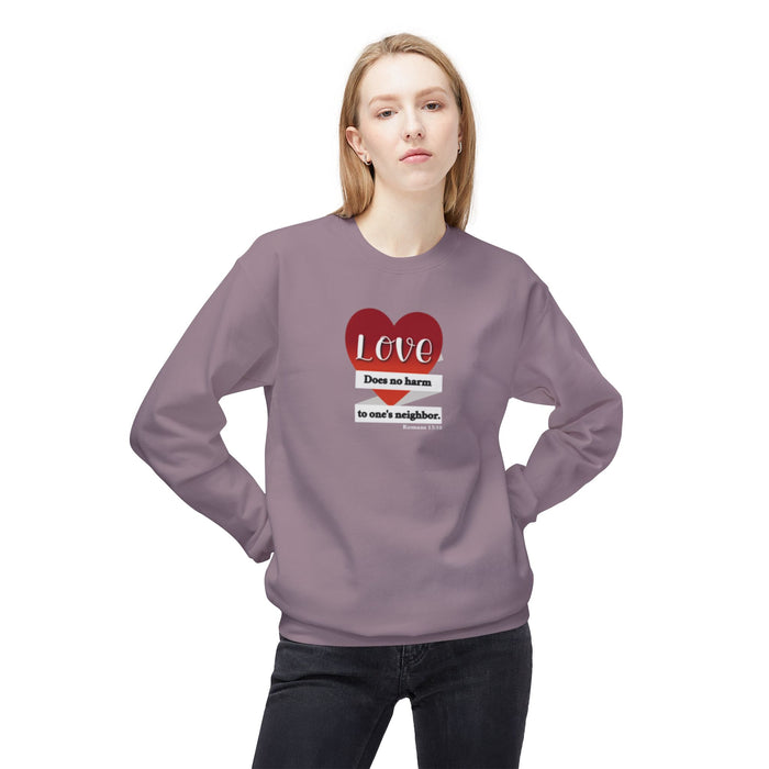 Crewneck Sweatshirt - "Love Does No Harm to One's Neighbor" Heart Design